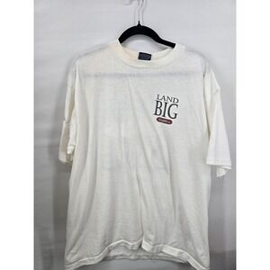 Vintage Big Ball Sports Land Big Fishing T Shirt White XL Bass Graphic USA Made